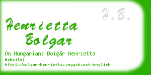 henrietta bolgar business card